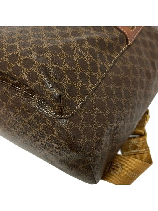Celine Backpack Macadam Pattern Dark Brown Drawstring Leather main image 7